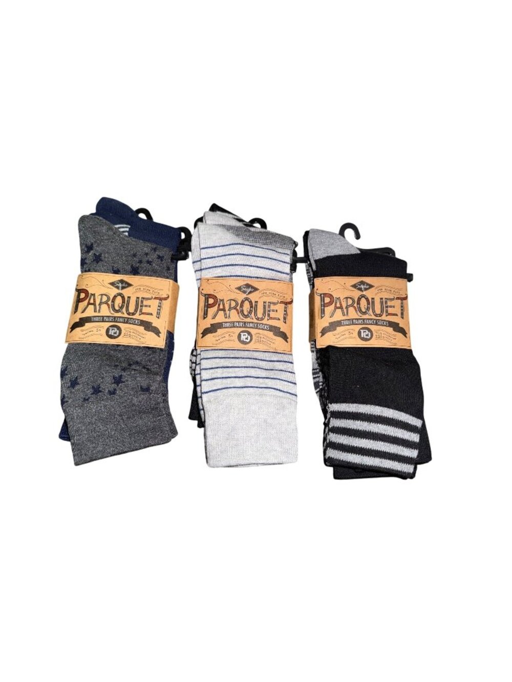 Parquet Mens 12-Pack Patterned & Striped Dress Socks Cotton Blend One Size